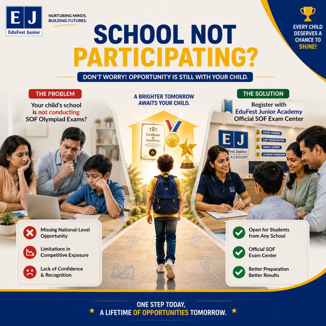 School not conducting SOF Olympiad exams register through EduFest Junior Academy